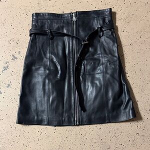 DV by Dolce Vita Black Leather Mini Skirt with Belt